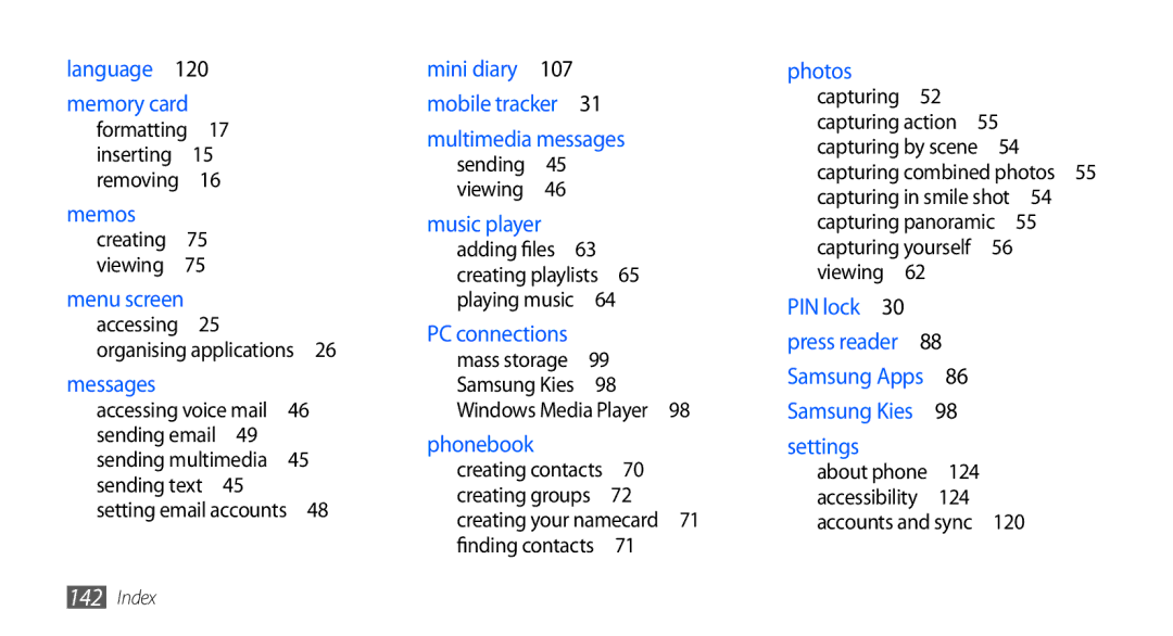 Samsung GT-I9003 user manual Formatting , 124 